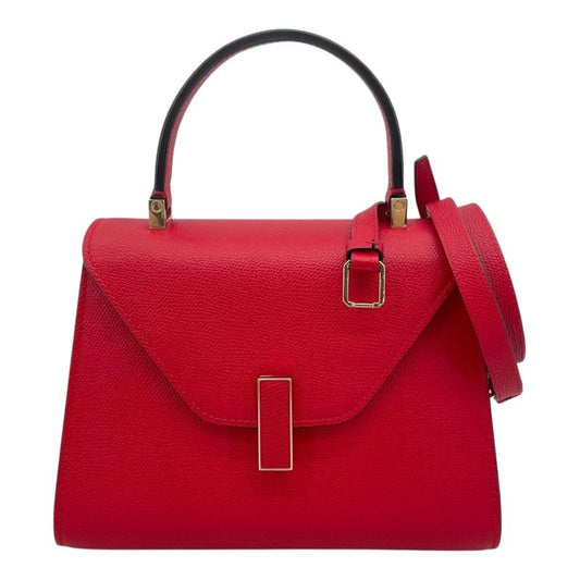 VALEXTRA Isee Mini Red Grained Calfskin Shoulder Bag