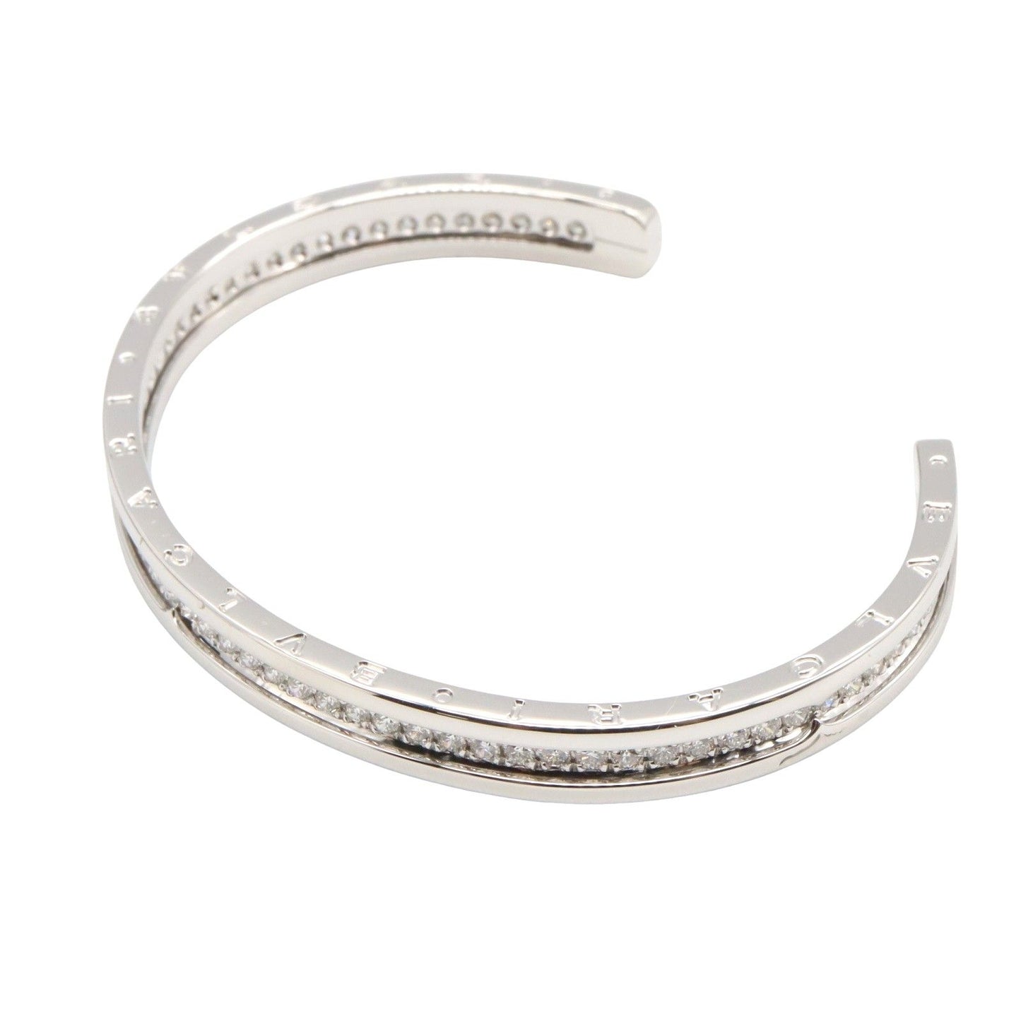 BVLGARI B.zero1 Open Bangle with Diamonds in 18K White Gold
