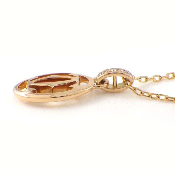 Cartier Double C Logo Necklace in K18 Pink Gold with Diamonds