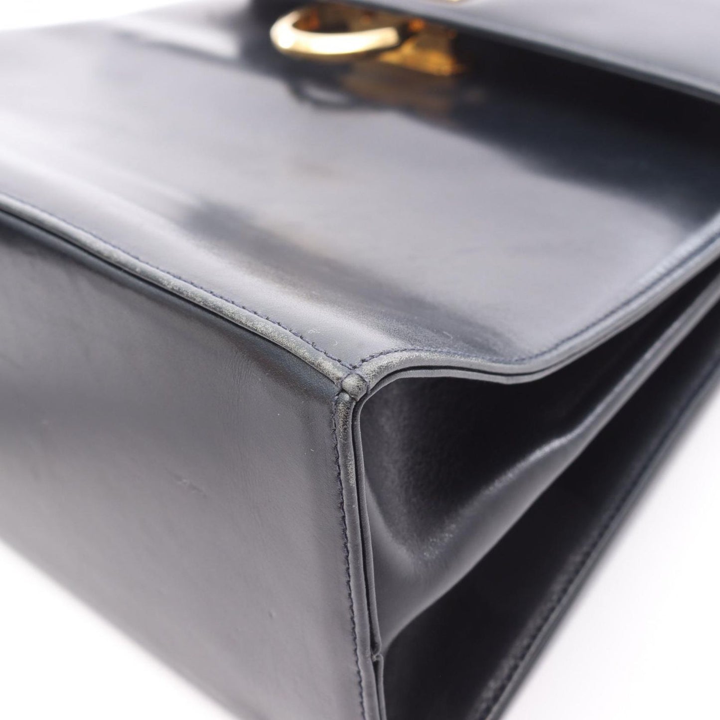 Salvatore Ferragamo Gancini Handbag in Navy Leather - Timeless Elegance