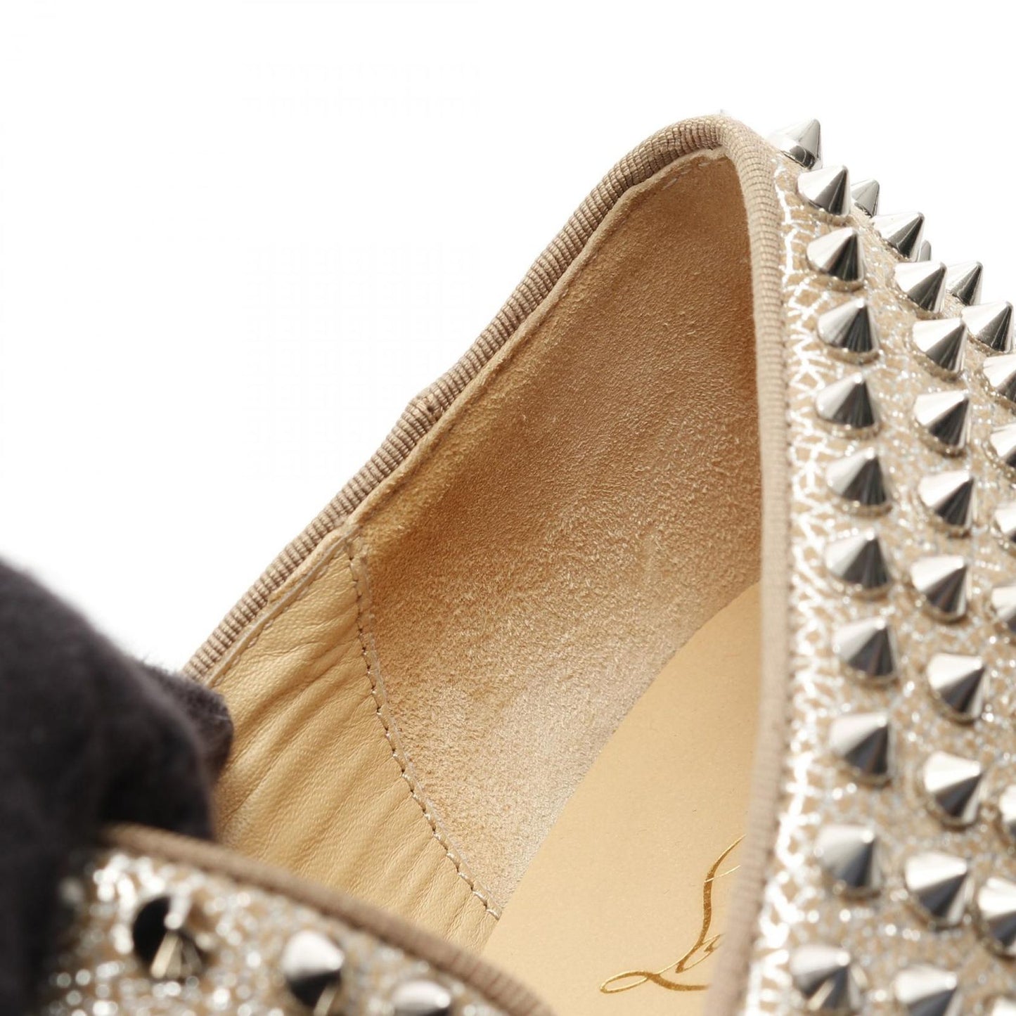 Christian Louboutin Rollerboat Slip-On in Beige/Silver Leather