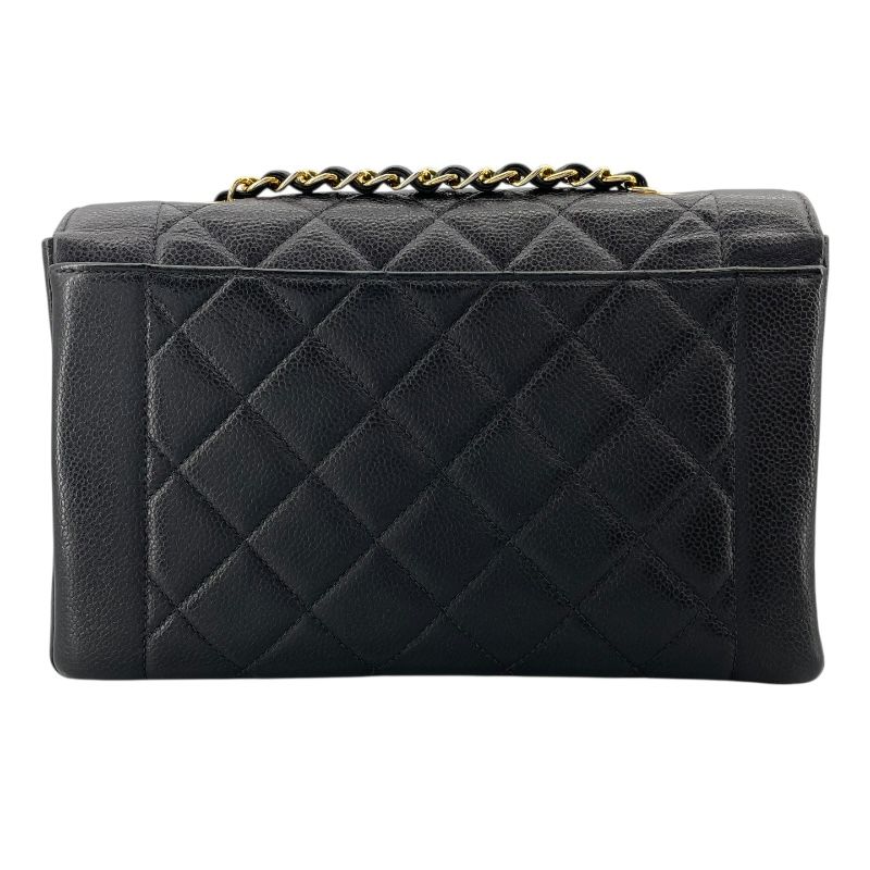 CHANEL Diana 25 Black Caviar Skin Shoulder Bag with Gold Hardware