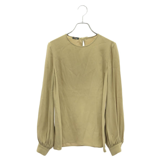 Kiton Silk Blouse with Ribbon Detail in Beige - Size 40