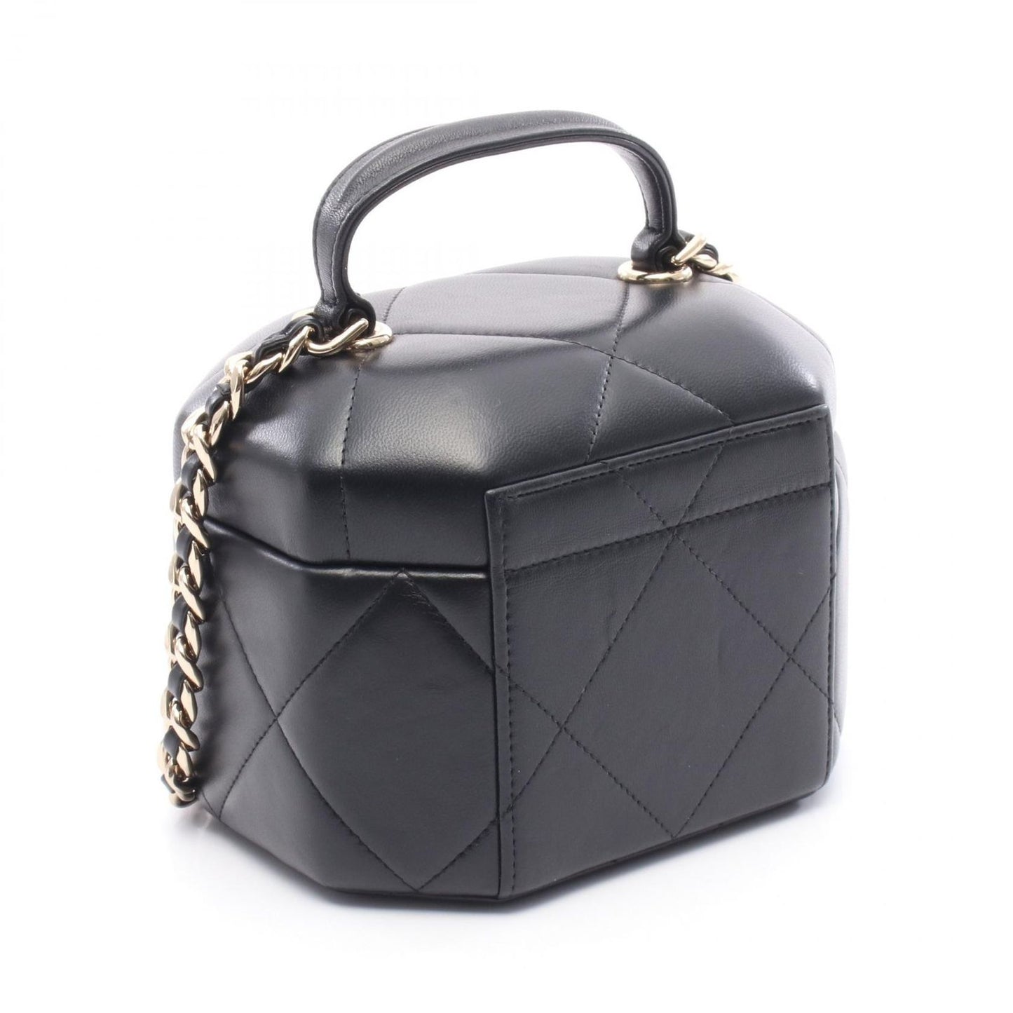 CHANEL Matelassé Small Vanity Shoulder Bag - Black Leather