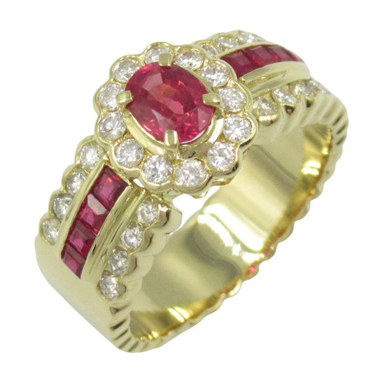 Exquisite Ruby and Diamond Ring in K18 Yellow Gold