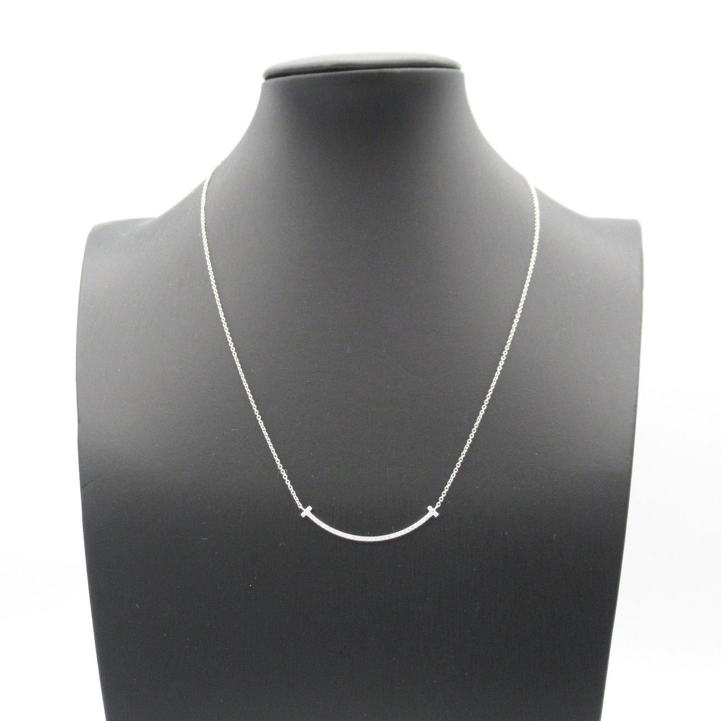 TIFFANY & CO T Smile Necklace in 18K White Gold with Diamonds
