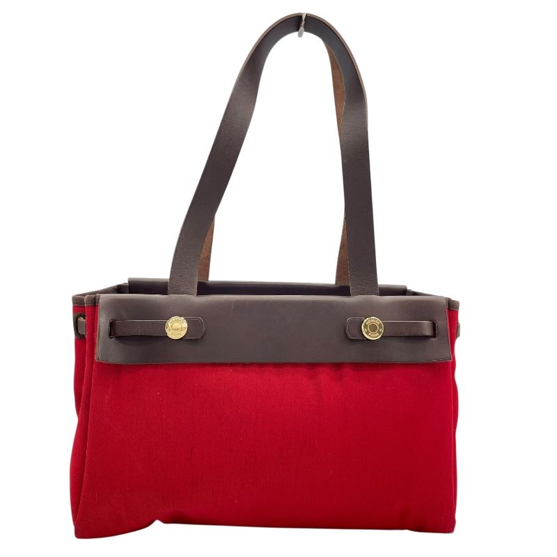 HERMES Émile Bag Cabas PM in Orange & Red with Gold Hardware