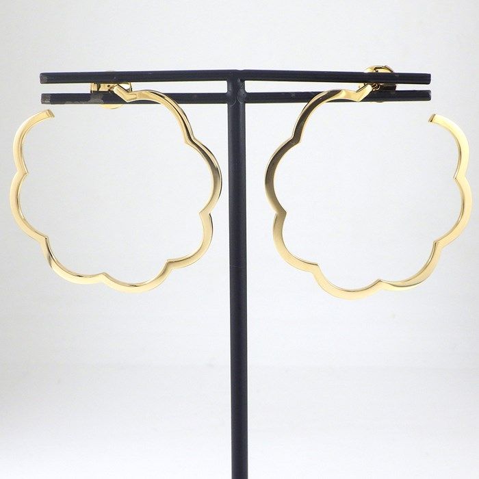 Chanel Camellia Flower Hoop Earrings in 18K Yellow Gold