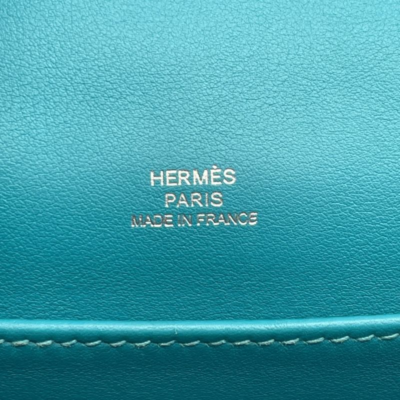 HERMES Kelly Pochette T Stamp in Blue Paon with Silver Hardware