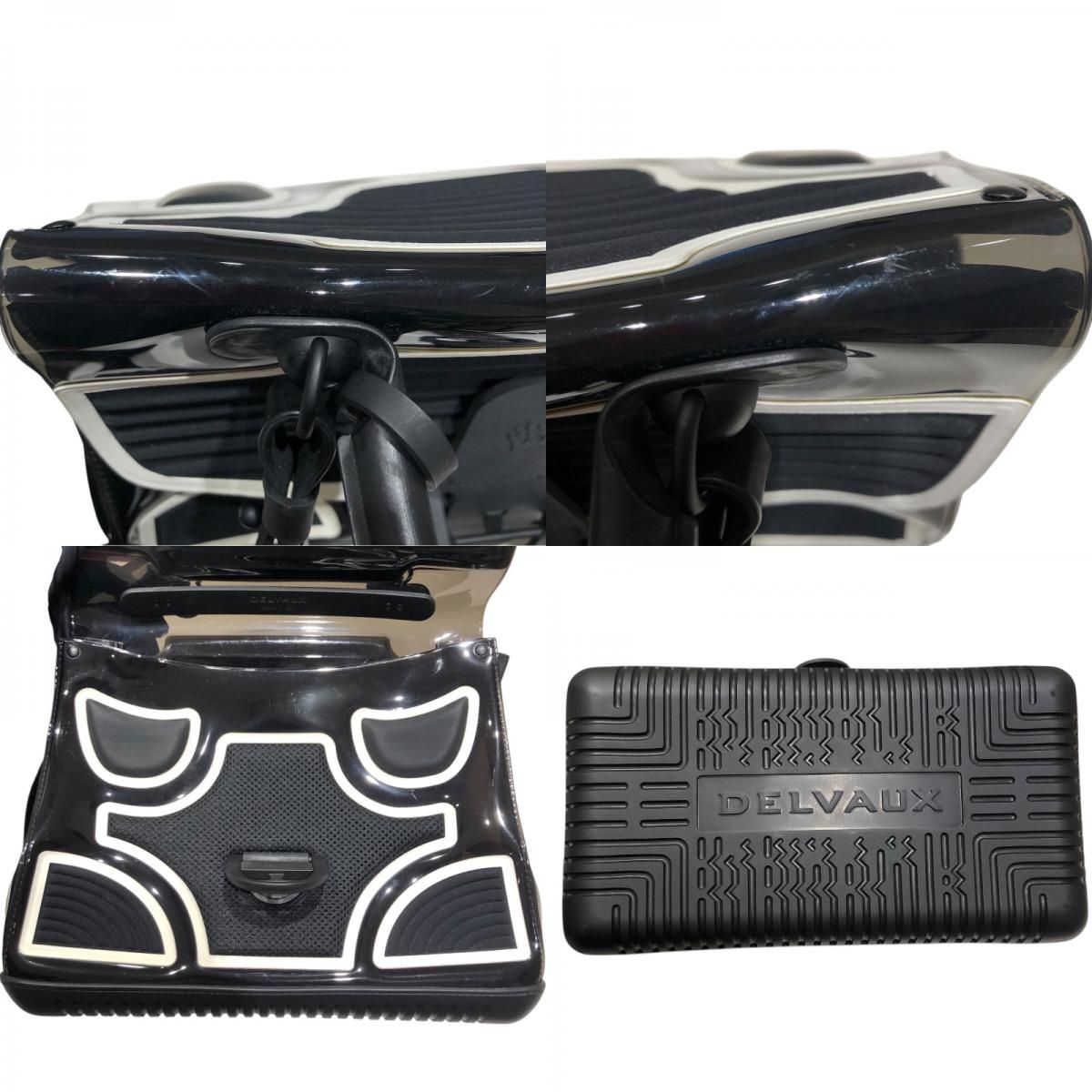 DELVAUX Brillant MM Champion Black & White Enamel Handbag