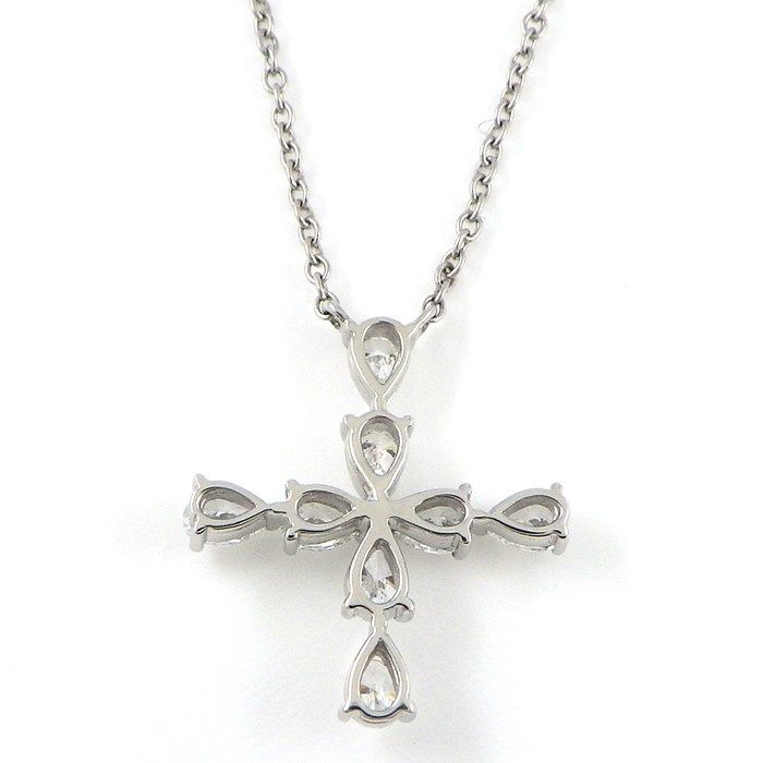 HARRY WINSTON Symbols Mini Cross Necklace with Pear Shape Diamonds