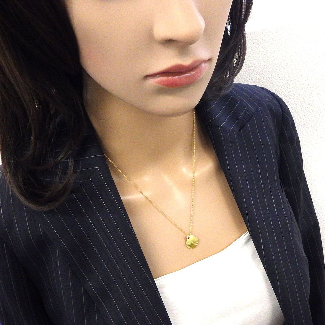 Tiffany & Co. Shell Motif Necklace with Ruby in 18K Yellow Gold