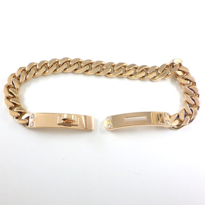HERMES Kelly Gourmette Lock Motif Bracelet with Diamonds in K18 Pink Gold