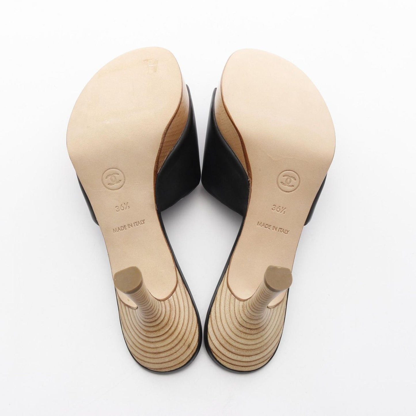 CHANEL Coco Mark Leather Mules - Unworn Elegance in Black