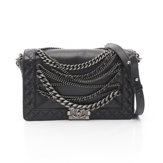 CHANEL Boy Chanel Black Leather Shoulder Bag - Timeless Elegance