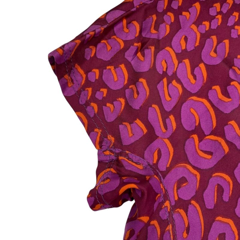 Louis Vuitton Leopard Print Silk Blouse in Purple - Size 34