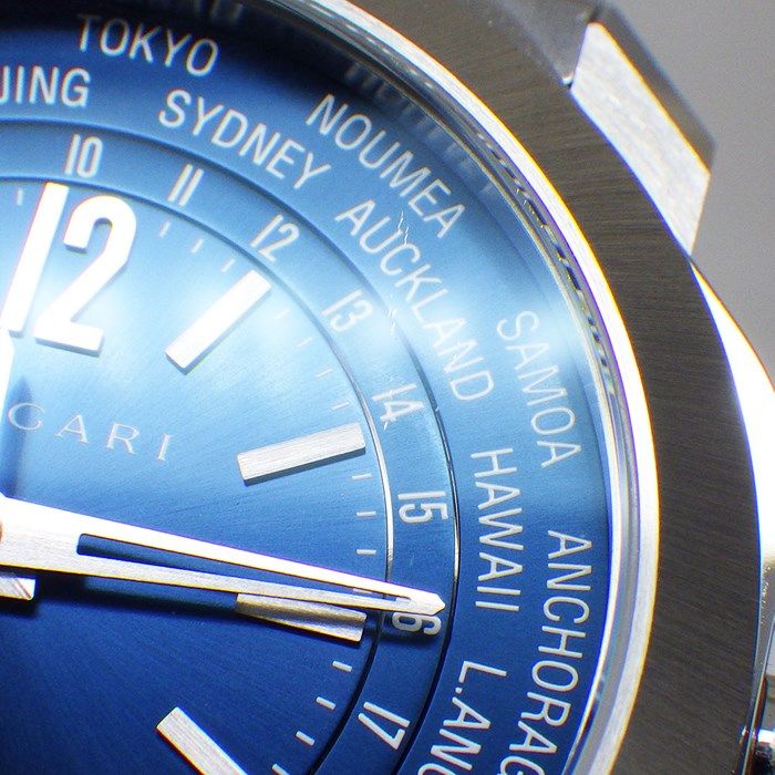 BVLGARI Octo Roma World Time Automatic Watch - Blue Dial