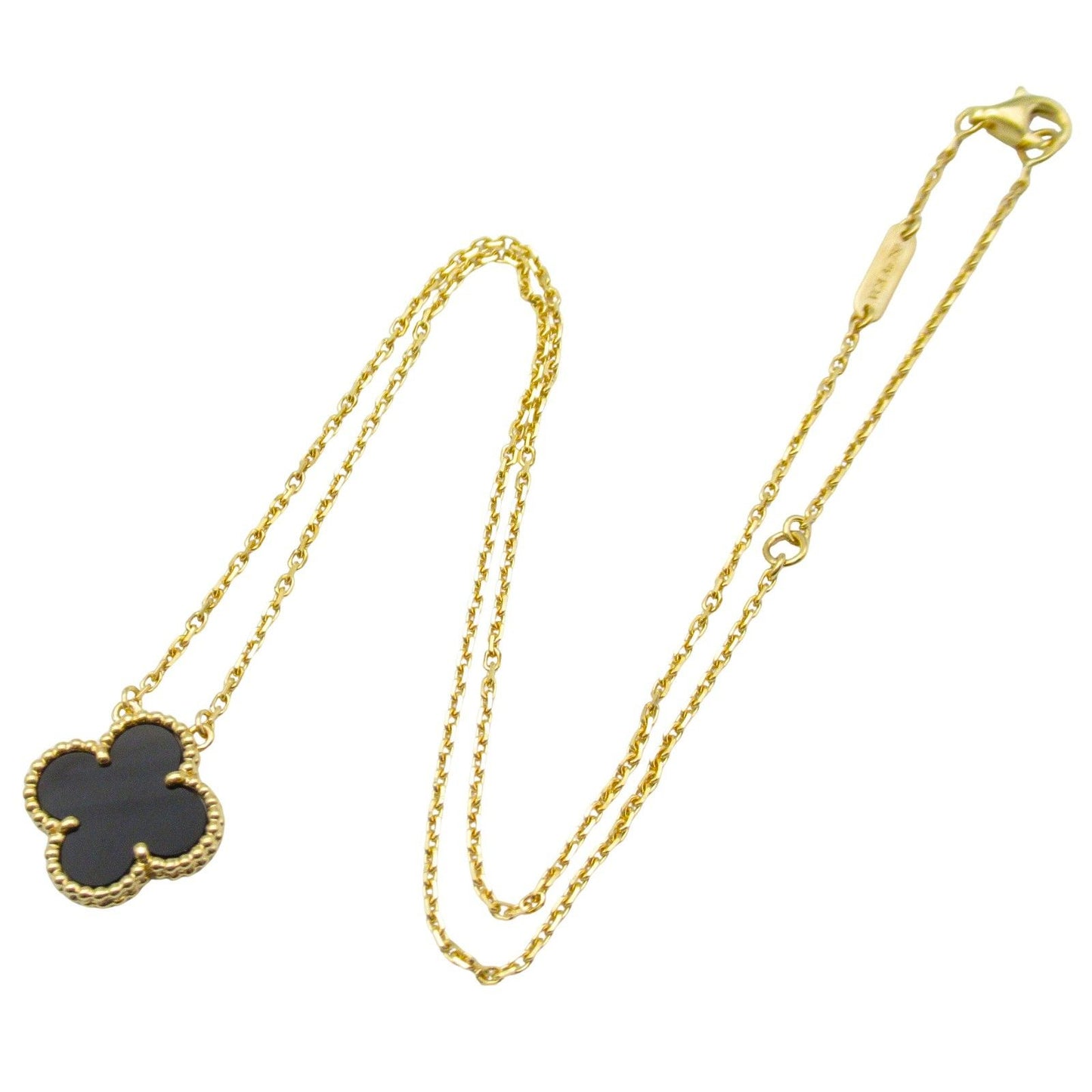 Van Cleef & Arpels Vintage Alhambra Onyx Necklace in Yellow Gold