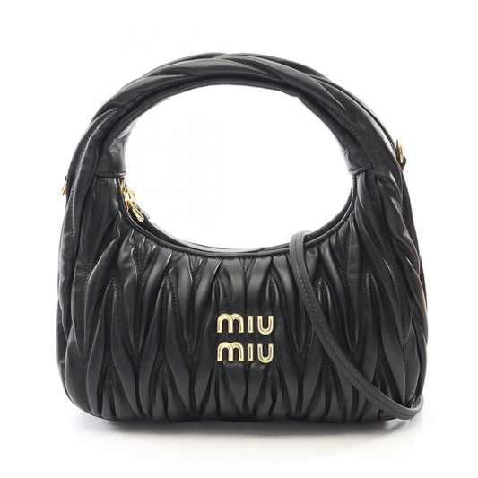 Miu Miu Wonder Matelassé Hobo Bag - Black Leather 2-Way Shoulder