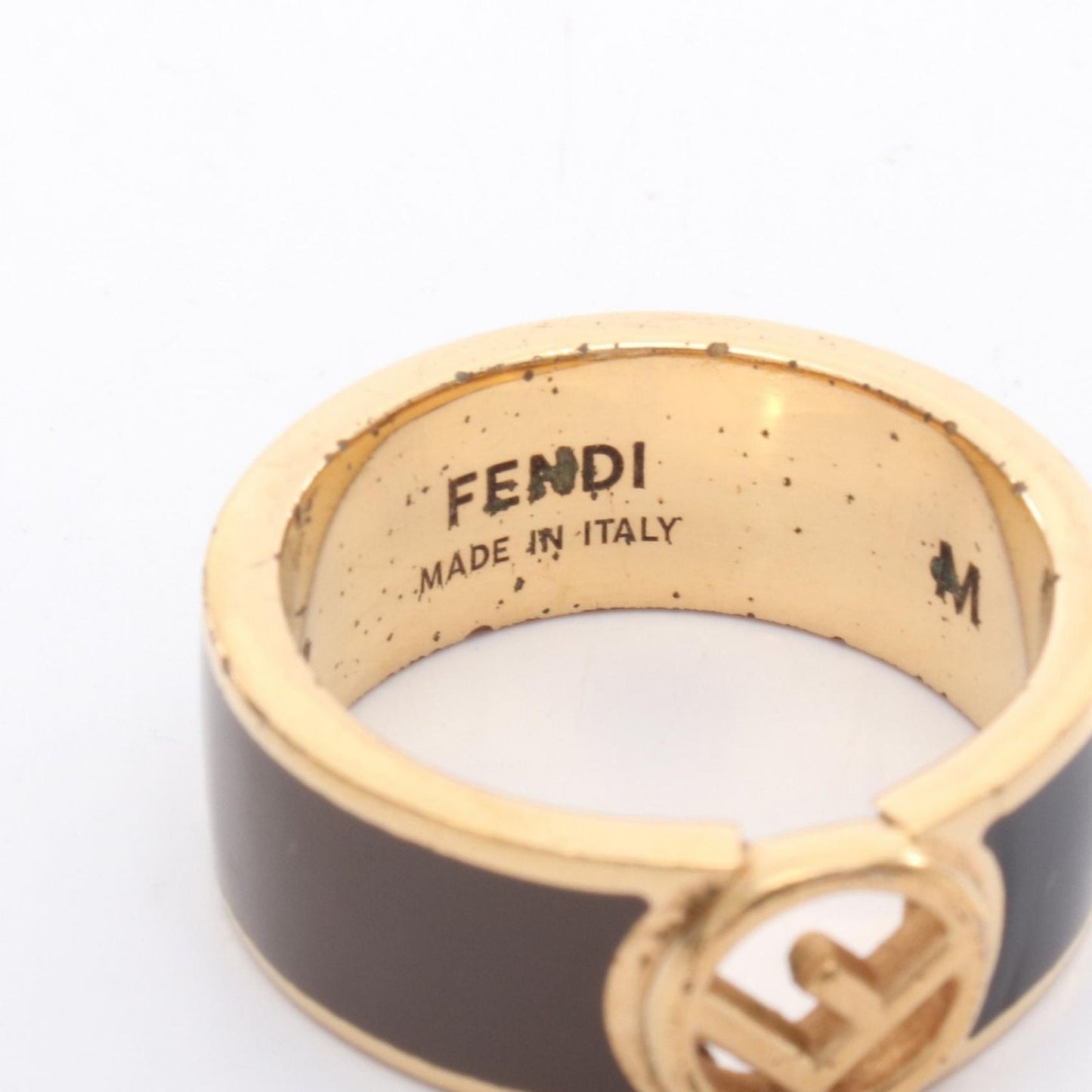 FENDI F Logo Ring in Black/Brown Gold Plated - Exquisite Craftsmanship