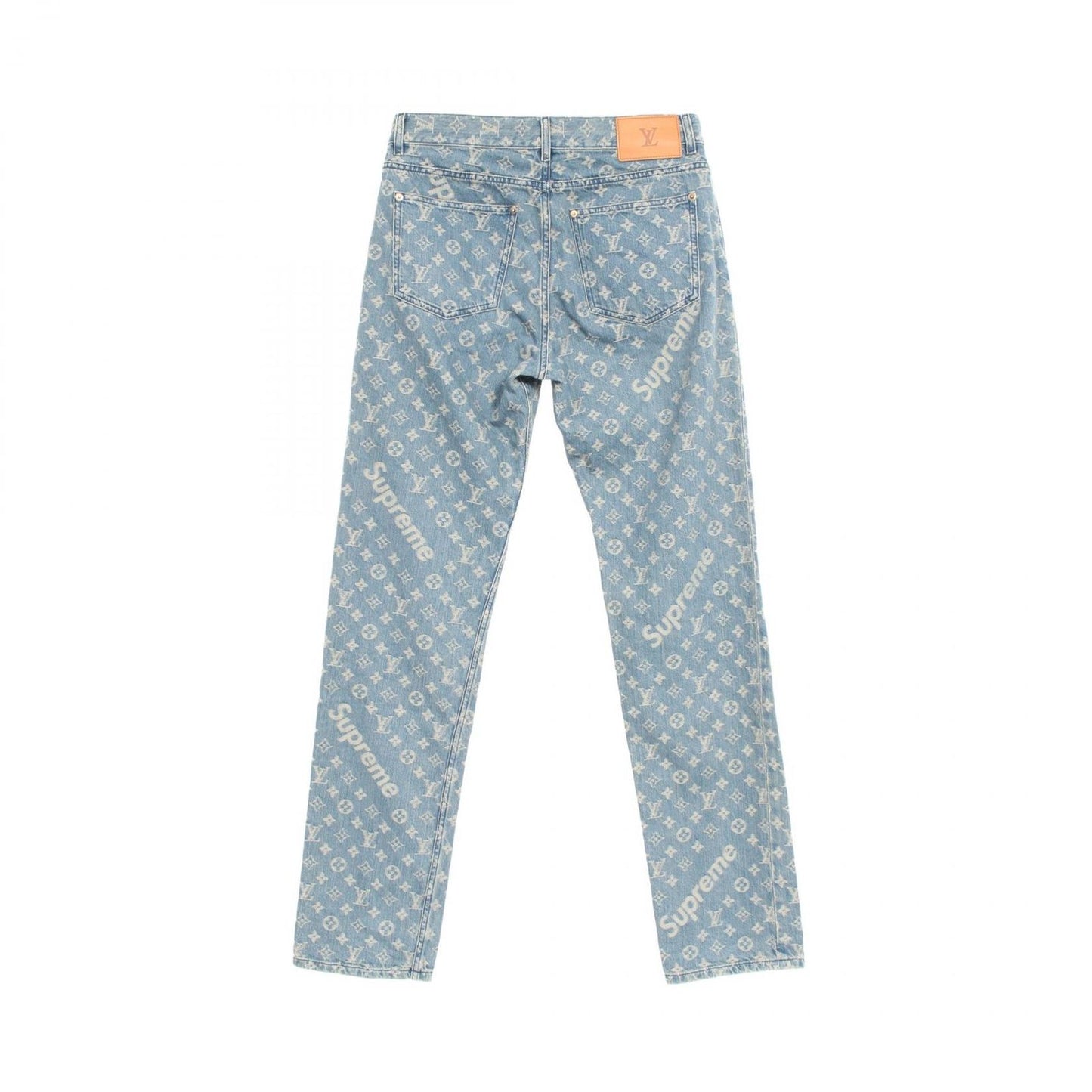 LOUIS VUITTON × Supreme Monogram Jacquard Denim Pants - Blue
