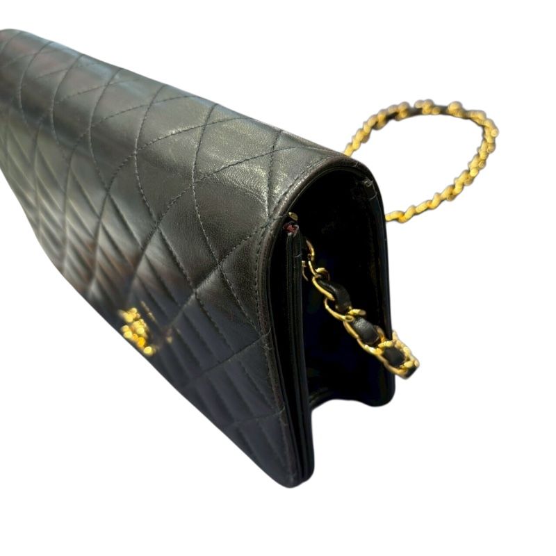 CHANEL Matelassé Chain Shoulder Bag in Black Lambskin