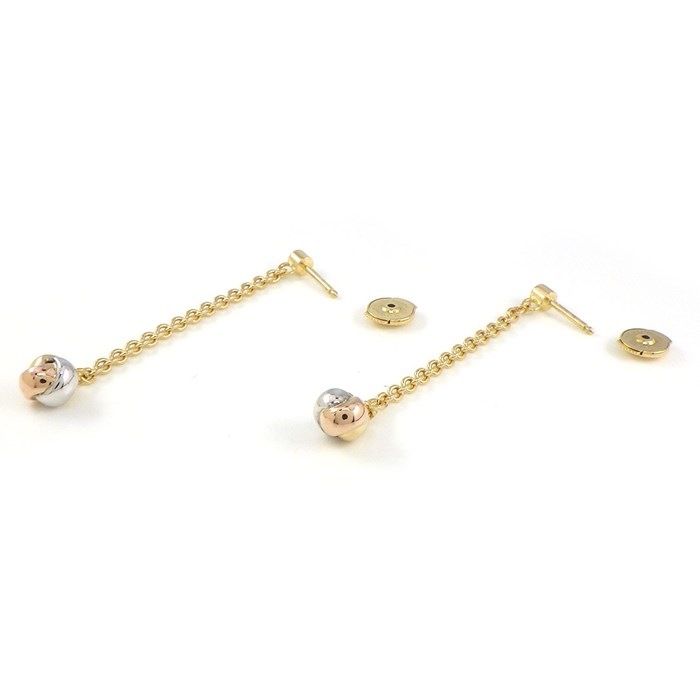 Cartier Panthère Ball Swing Drop Earrings in Tri-Color Gold with Diamonds