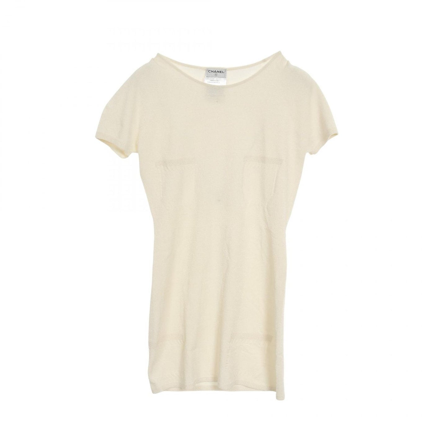 CHANEL Coco Mark Knit Top - Exquisite White Rayon Elegance