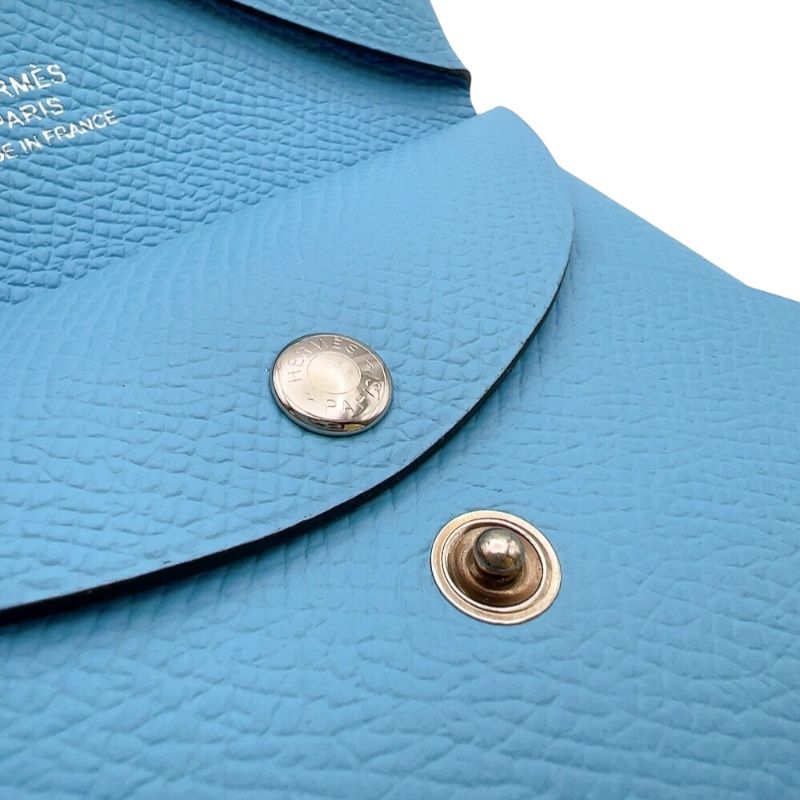 HERMES Calvi Duo Card Case in Celeste with Silver Hardware - 2023