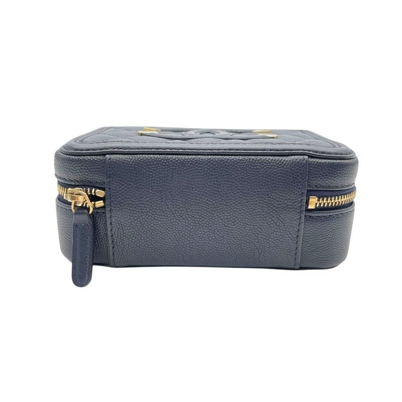 CHANEL CC Figree Shoulder Bag - Navy Caviar with Gold Hardware