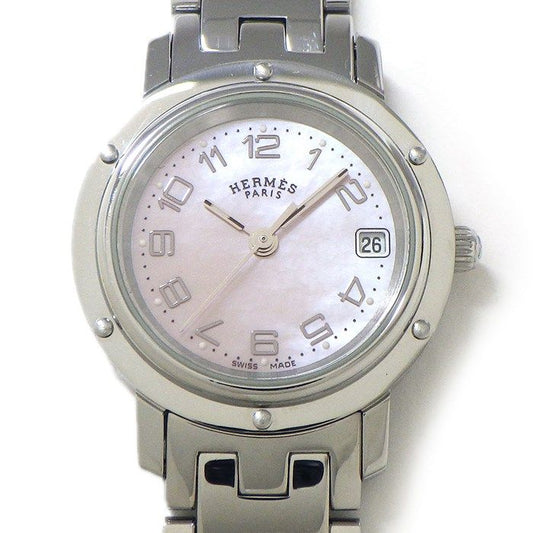 HERMES Clipper CL4.210 Pink Shell Dial Quartz Watch