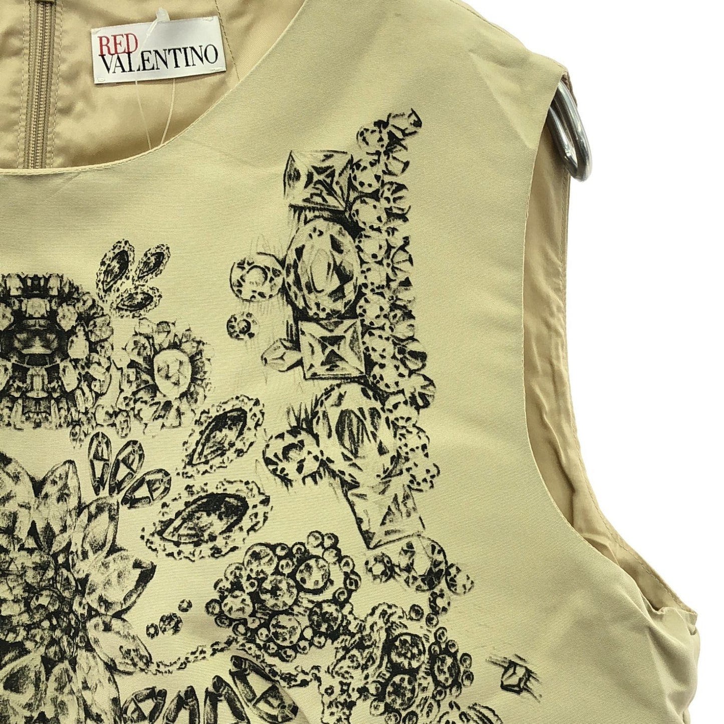 RED VALENTINO Beige & Black Sleeveless Dress - Timeless Elegance