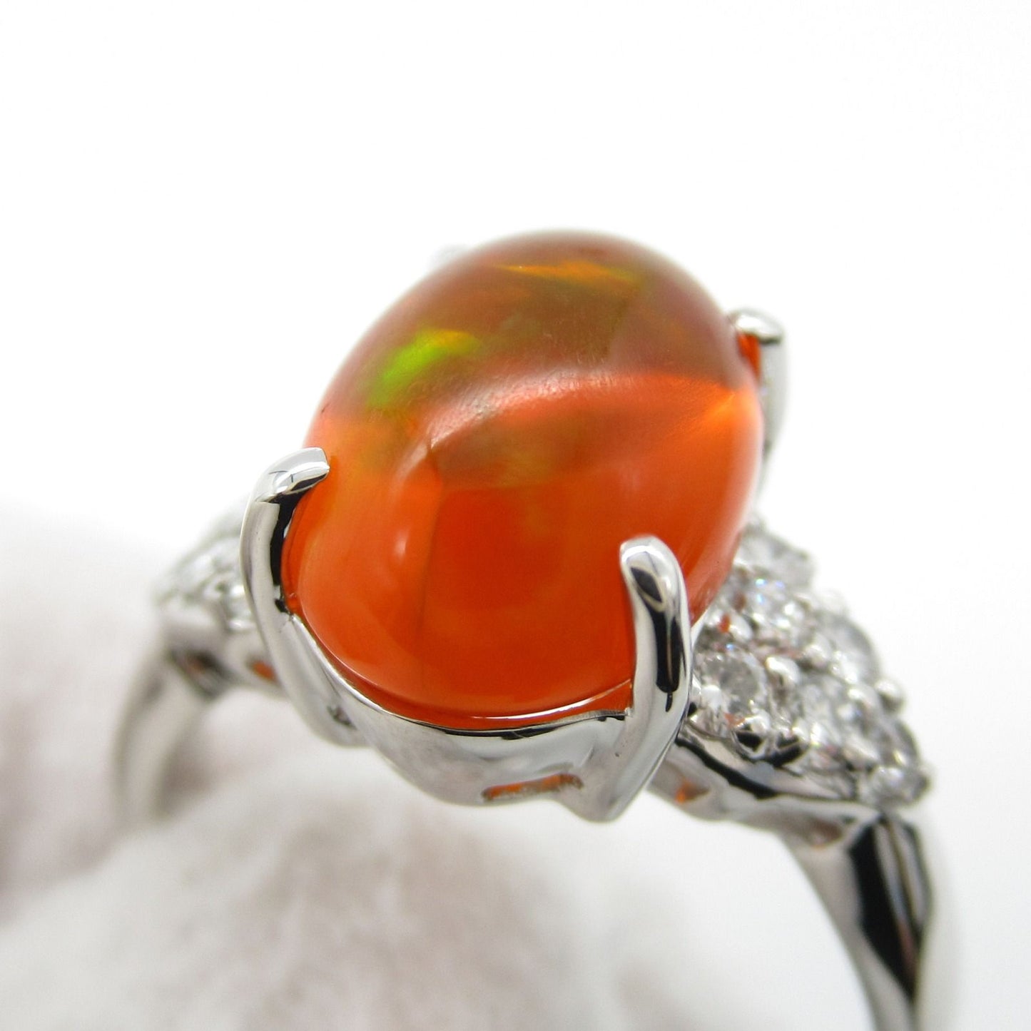 Exquisite Fire Opal & Diamond Ring in Platinum - #12