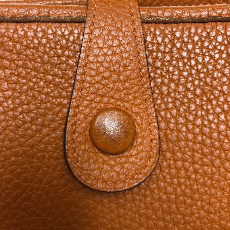 HERMES Evelyne 1PM Orange Togo Leather Shoulder Bag with Silver Hardware