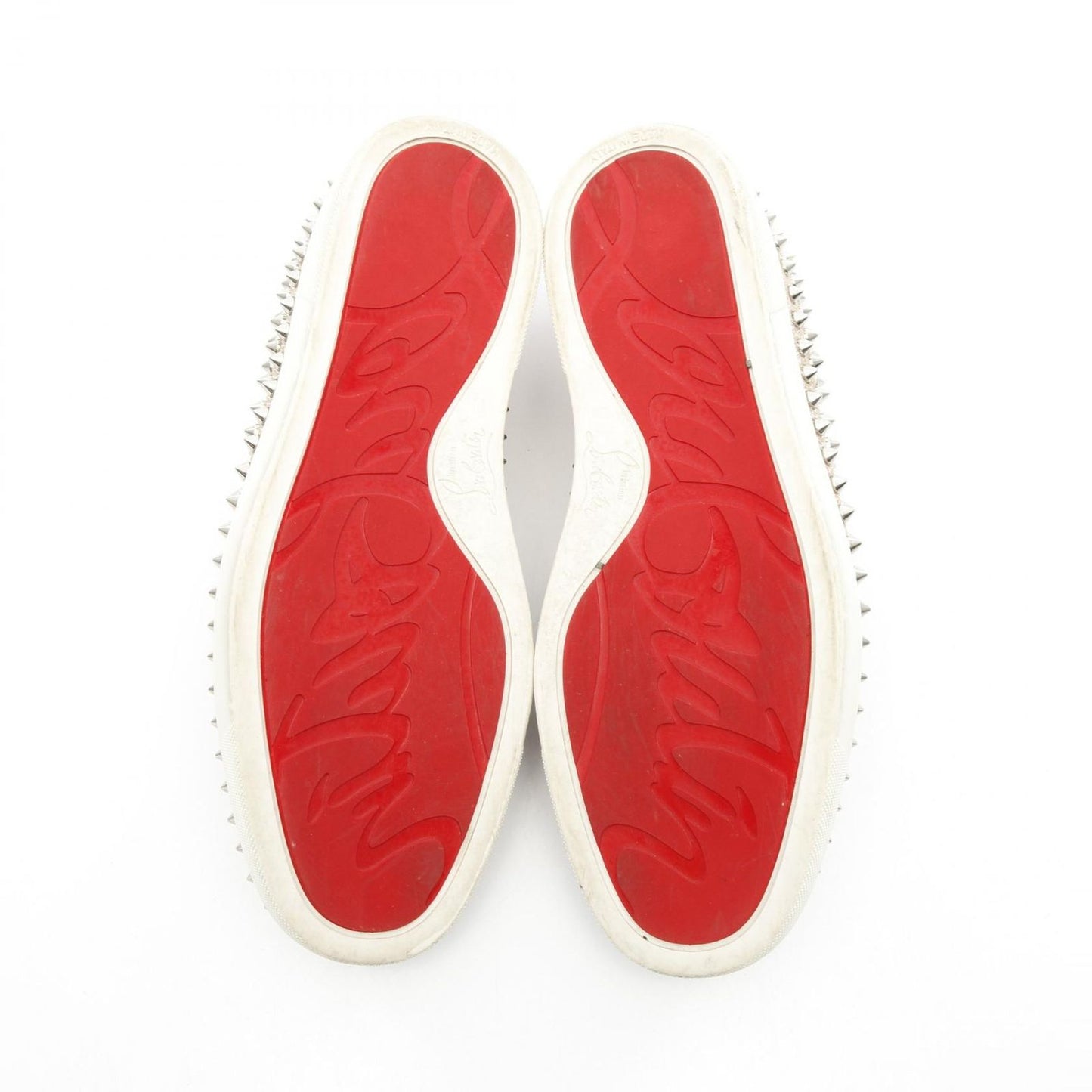 Christian Louboutin Rollerboat Slip-On in Beige/Silver Leather