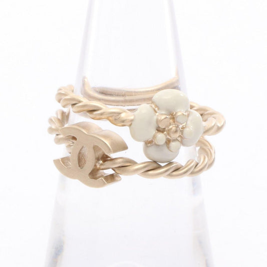 CHANEL Camellia Double Ring - Exquisite Gold-Plated Elegance