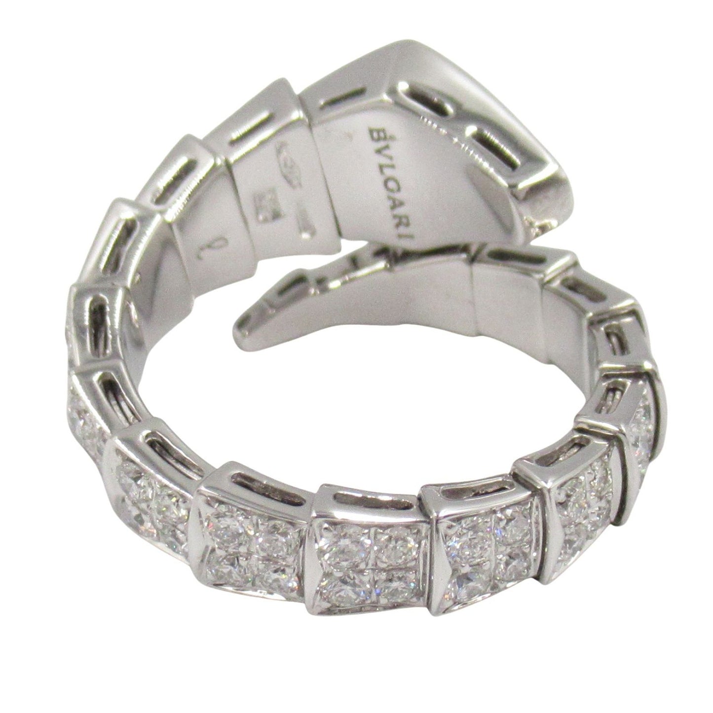 BVLGARI Serpenti Viper Full Pavé Diamond Ring in 18K White Gold