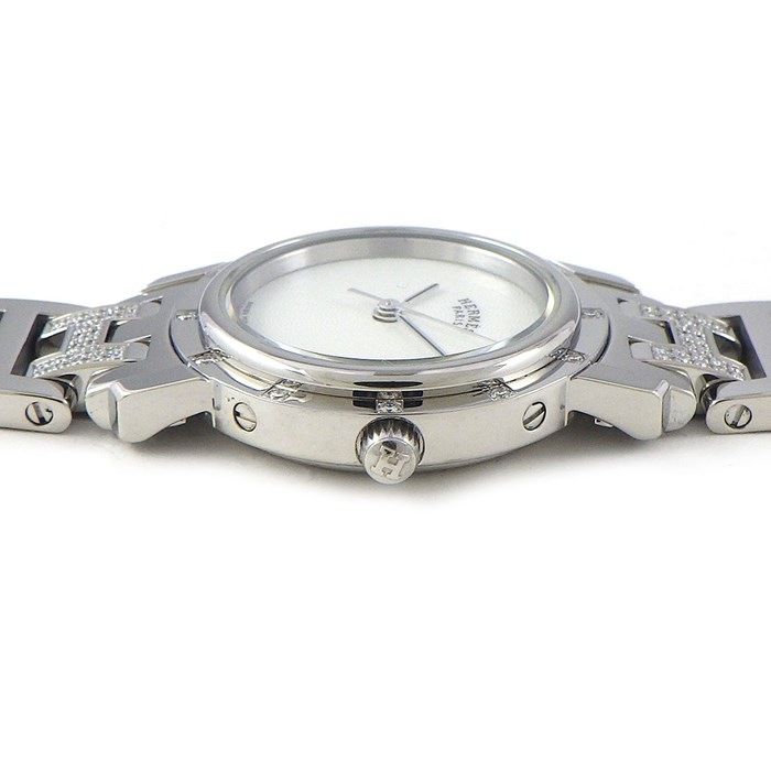 HERMES Clipper Nacre CL4.230 Diamond Bezel Quartz Watch