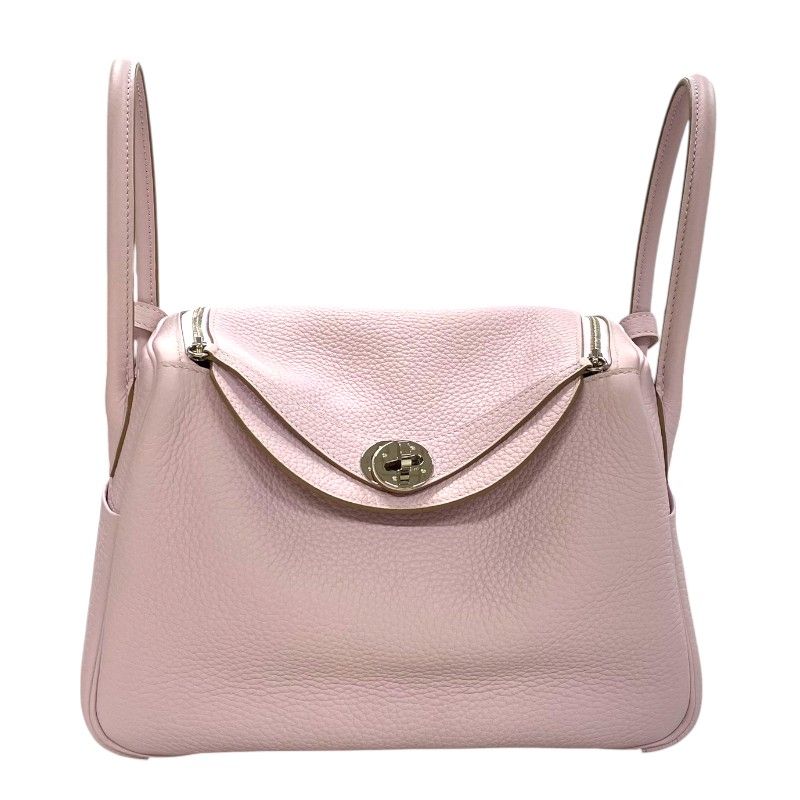 HERMES Lindy 26 Verso Handbag in Mauve Pale & Nat with Silver Hardware