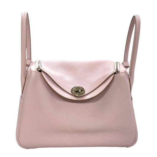 HERMES Lindy 26 Verso Handbag in Mauve Pale & Nat with Silver Hardware
