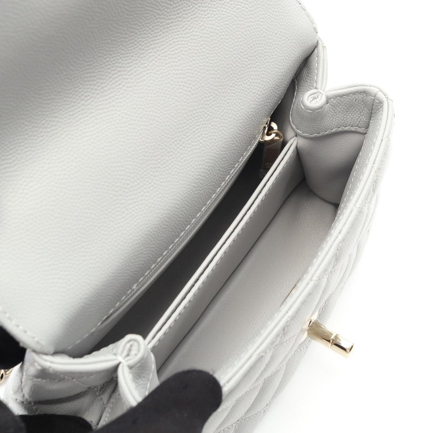 CHANEL Coco Handle XXS Handbag in Light Gray Caviar Leather