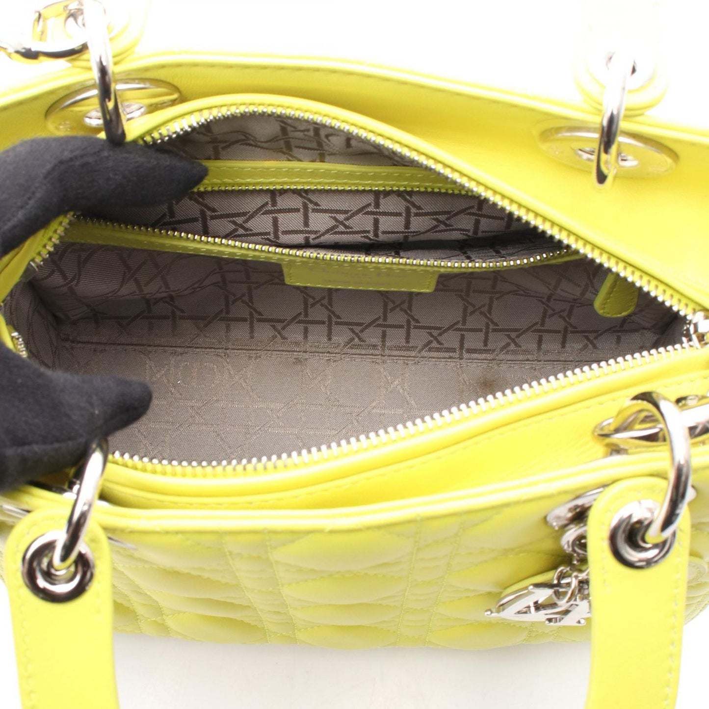 Dior Lady Dior Neon Yellow Leather Handbag - Timeless Elegance