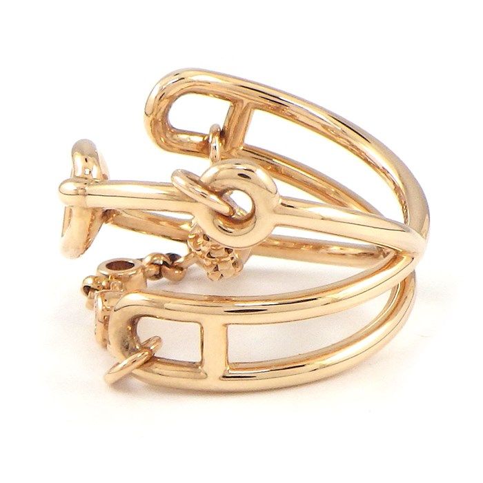 HERMES Chaine d'Ancre Chaos MM Ring with Diamonds - K18 Pink Gold