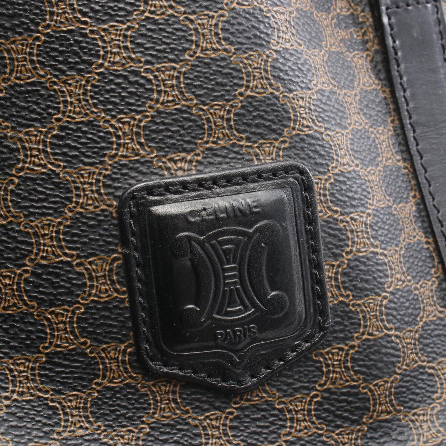 CELINE Macadam Boston Bag in Black PVC Coated Canvas