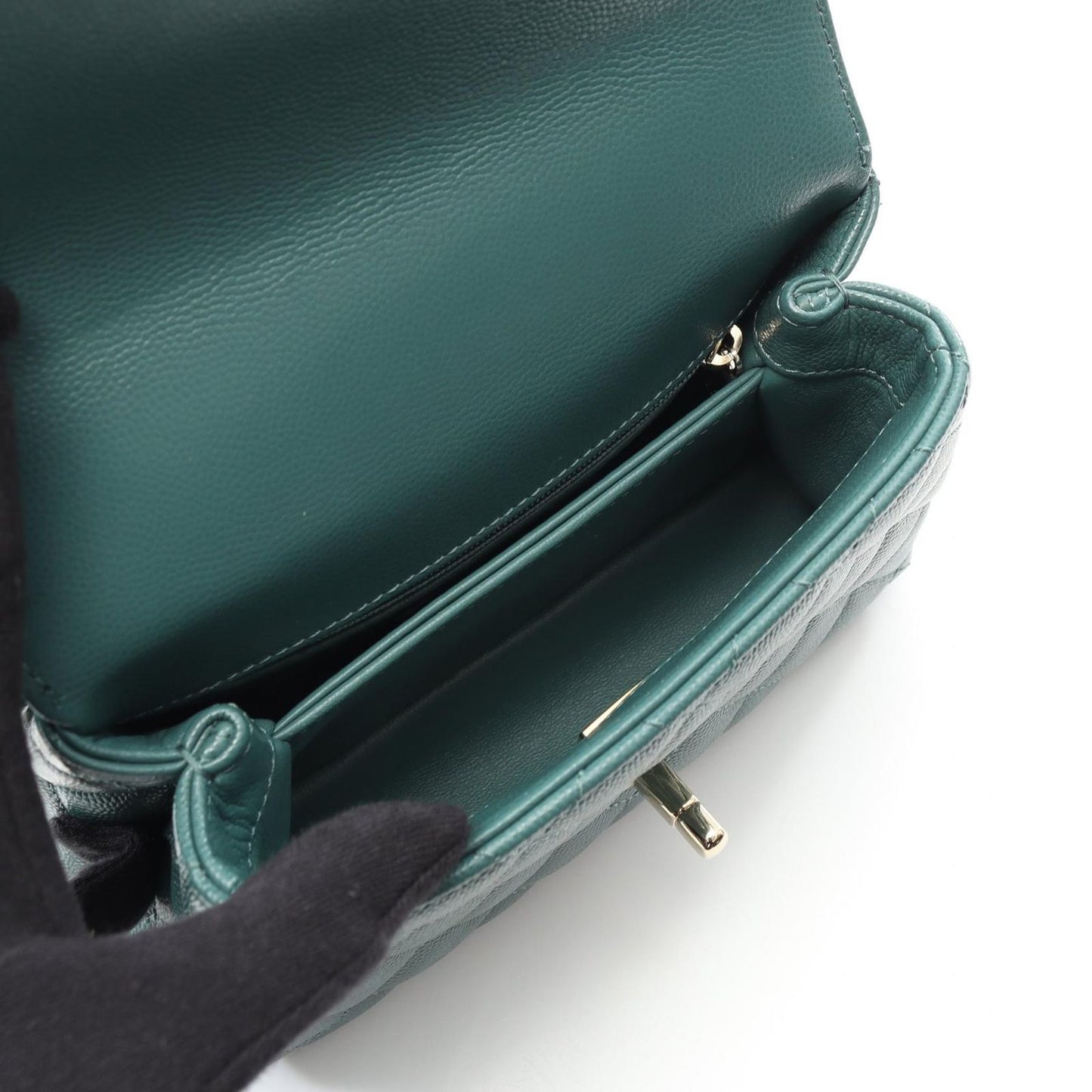 CHANEL Coco Handle XXS Top Handle Handbag in Blue Green