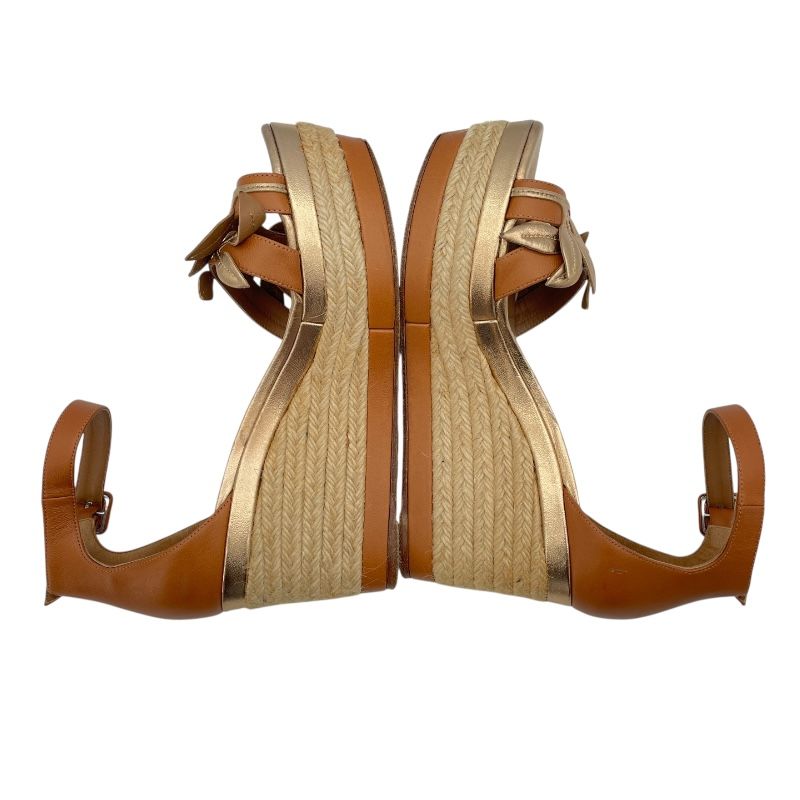 HERMES Brown Espadrille Sandals for Women - Size 37.5