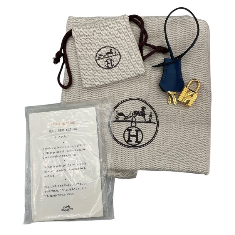 HERMES Birkin 30 Series D Stamp Deep Blue Handbag with Gold Hardware