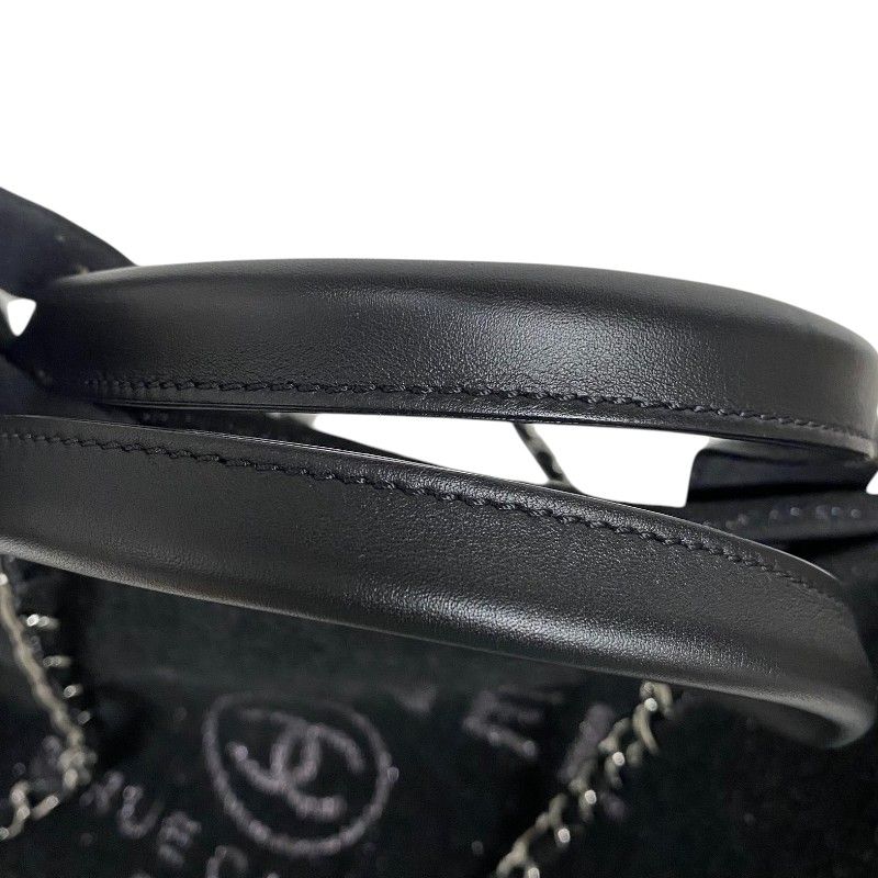 CHANEL Deauville Large Tote Bag in Black Velvet & Leather