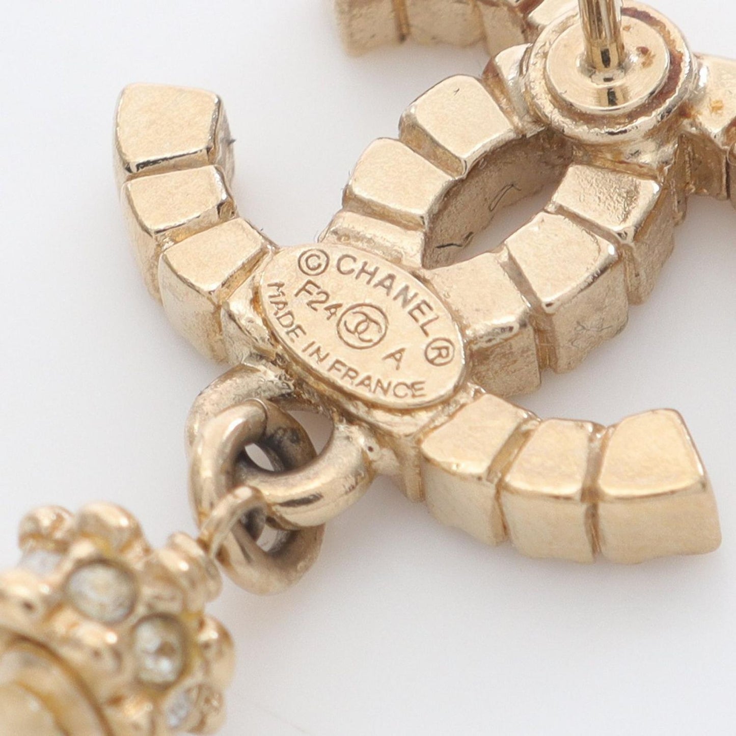 CHANEL Coco Mark Gold-Plated Earrings with Faux Pearls