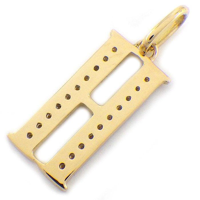 Elegant Diamond Initial Pendant in K18 Yellow Gold - Letter H